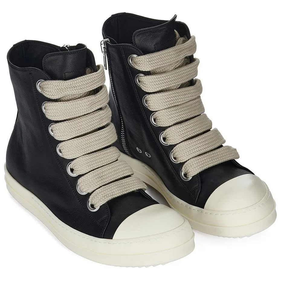 RICK OWENS Кроссовки для скейтбординга RO Jumbo Laces из коровьей кожи, мужские, черные — фото 4