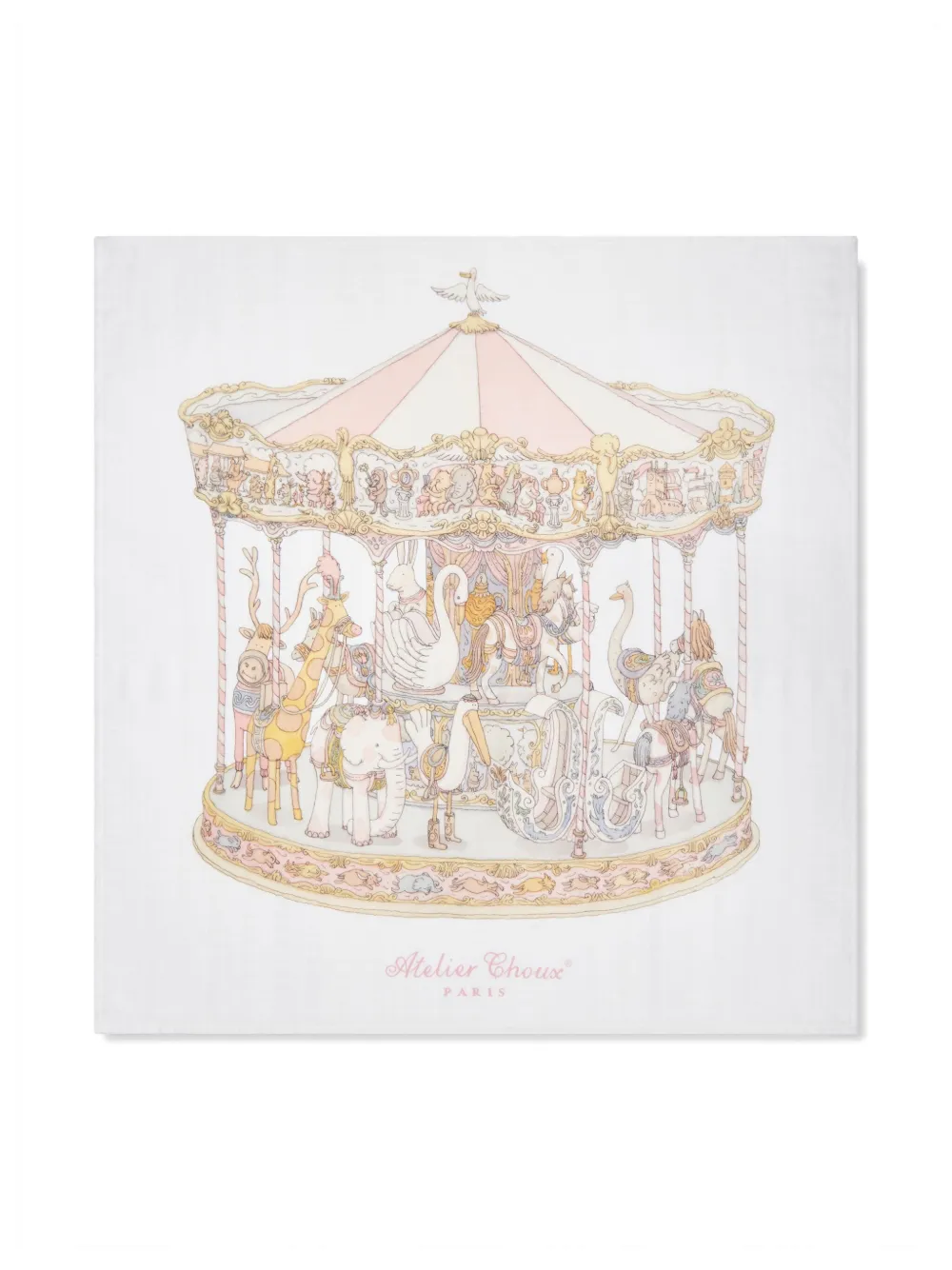 Комплект Carré & Satin Carousel из одеяла и нагрудника Atelier Choux, белый — фото 4