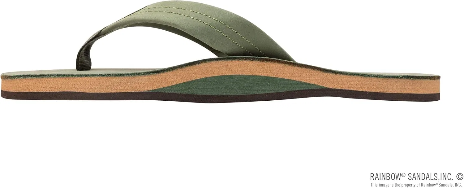 Мужские сандалии Rainbow из роскошной кожи - однослойная поддержка свода стопы Rainbow Sandals, Forest Green W Fawn Midsole — фото 2