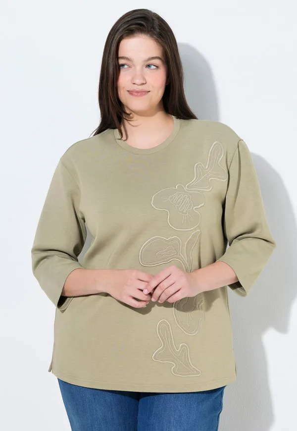 

Толстовка с цветочной вышивкой Ulla Popken, Light Khaki, Хаки, Толстовка с цветочной вышивкой Ulla Popken, Light Khaki