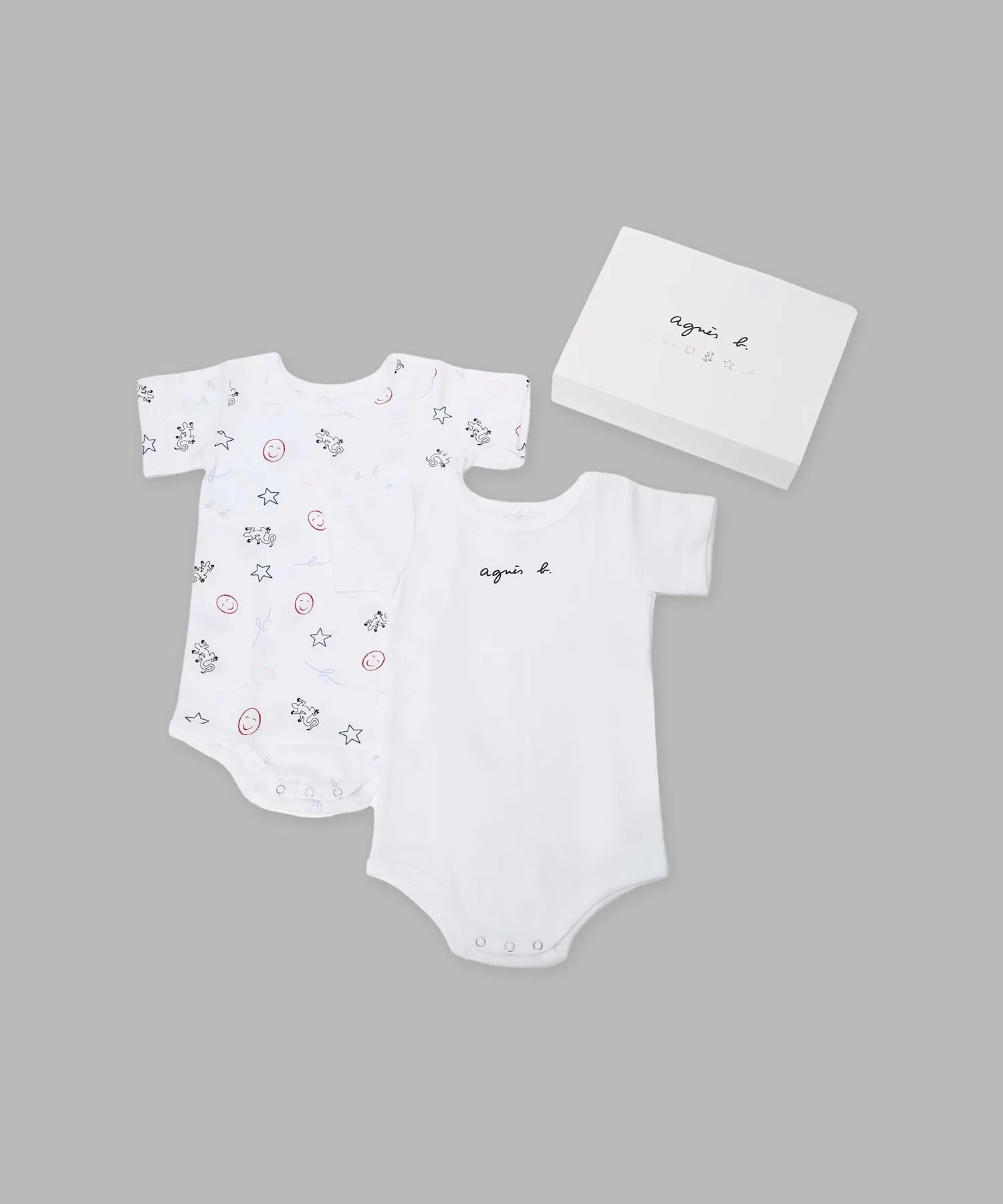 Детский хлопковый боди с короткими рукавами (комплект из 2 штук) Agnes b. ENFANT, White
