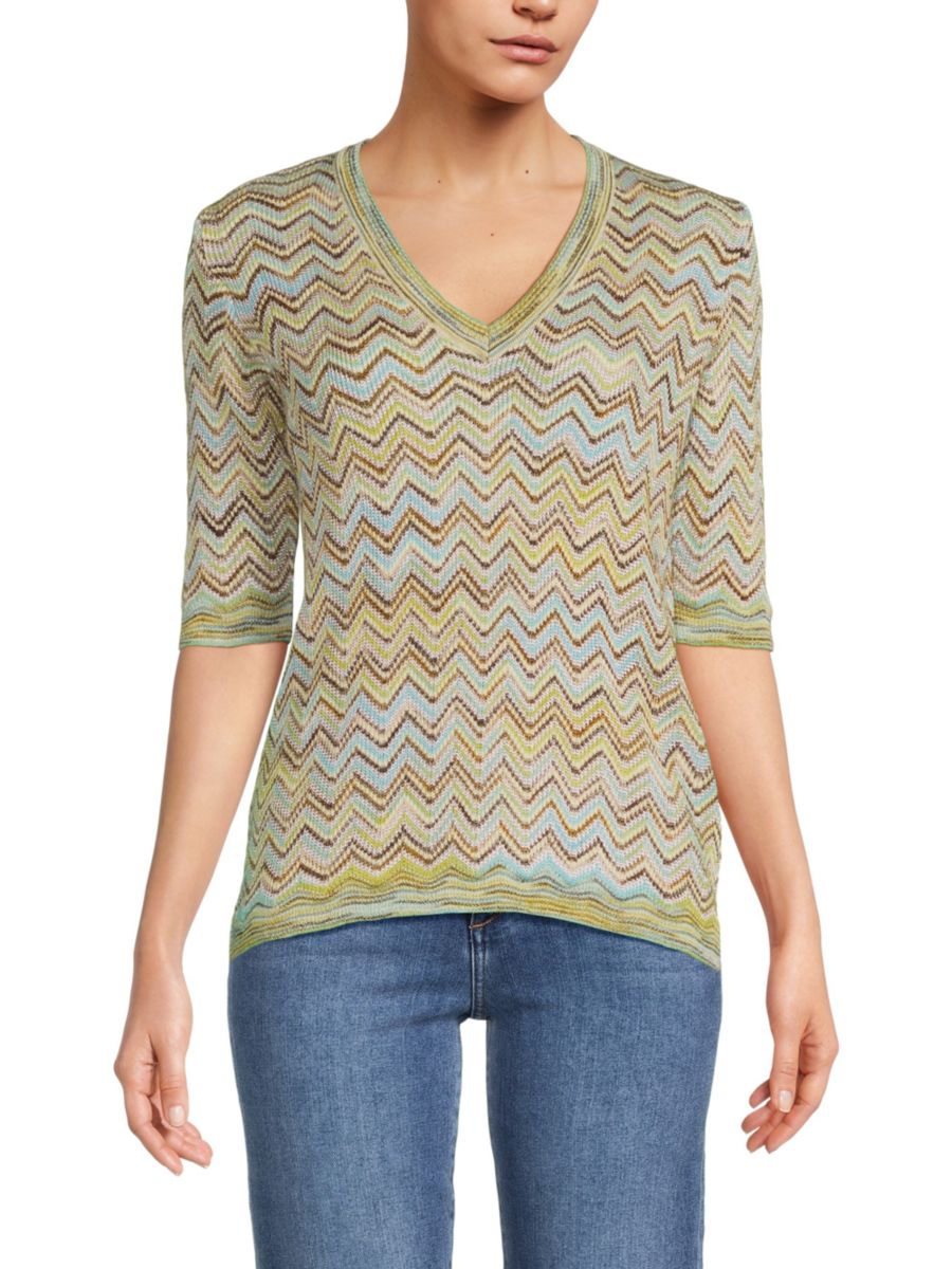 

Свитер из смеси мохера с шевронной вязкой M Missoni, цвет Green Multi