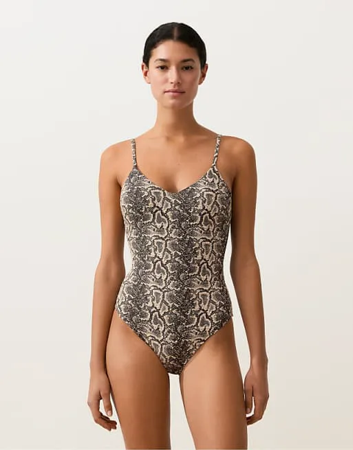 

Черный купальник со змеиным принтом OYSHO