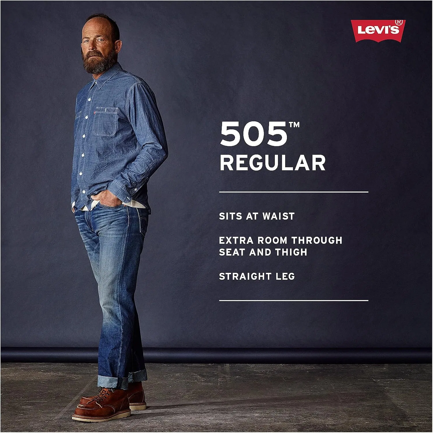 Джинсы Levi's 505 Regular Fit, Kalsomine — фото 4
