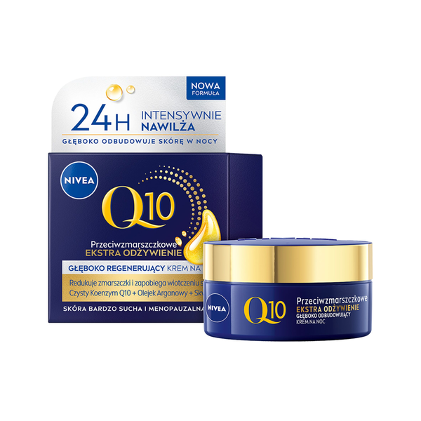

Ночной восстанавливающий крем для лица против морщин, 50 мл Nivea Q10 ekstra odżywienie