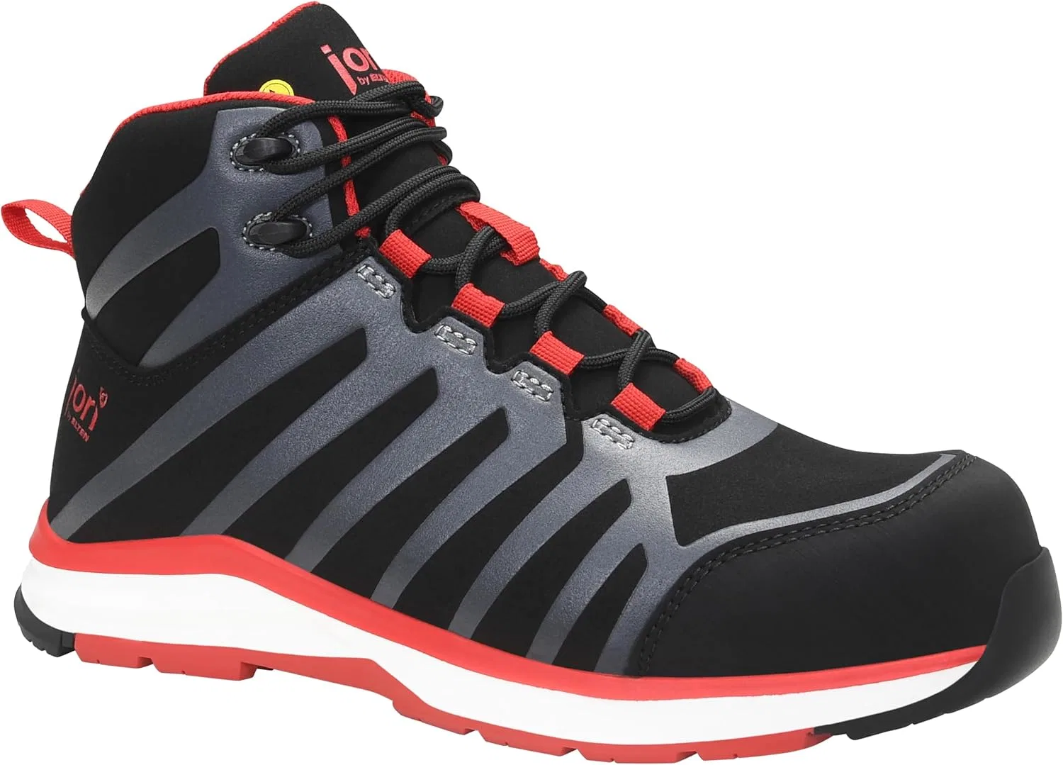 Защитная обувь ELTEN Jori jo_Rapid Black-red Mid ESD S3S, женская и мужская, текстиль, композитный защитный носок (легче стального), легкая, спортивная