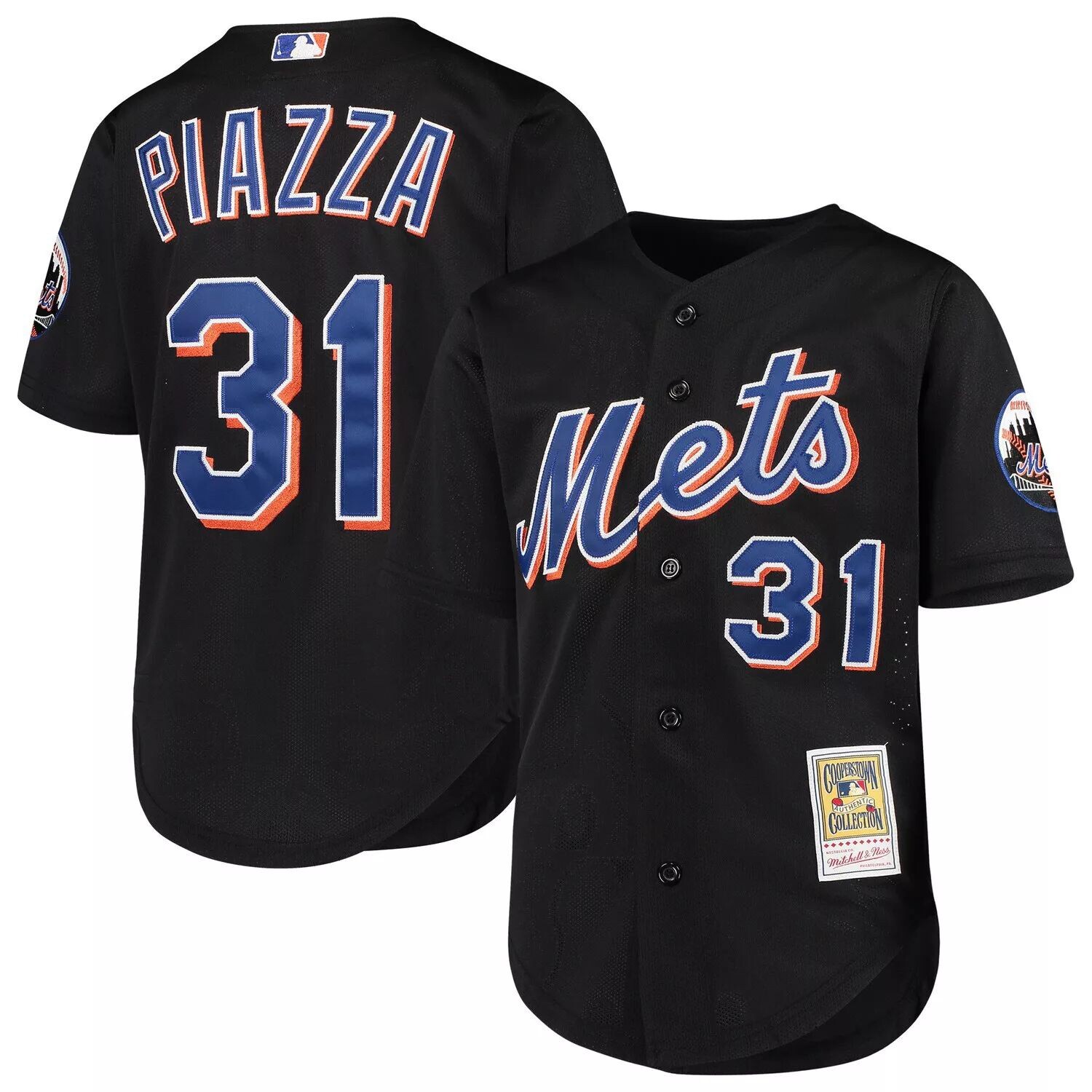 

Молодежный Джерси Mitchell & Ness Mike Piazza Black New York Mets Cooperstown Collection сетчатый тренировочный трикотаж Unbranded