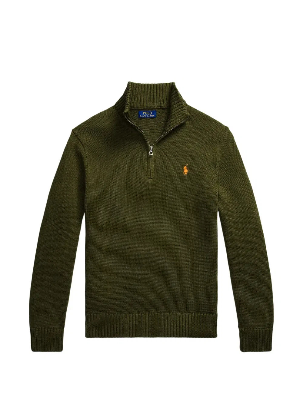 Свитер с длинными рукавами и застежкой-молнией до середины груди Polo Ralph Lauren, зеленый