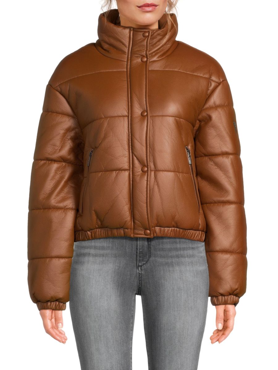 

Куртка-пуховик из искусственной кожи Guess, цвет Cognac