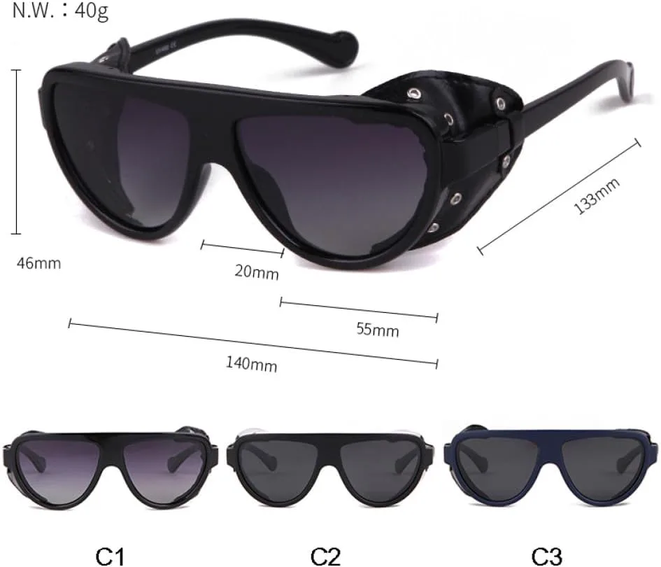 

Солнцезащитные очки LVTFCO в стиле стимпанк для мужчин и женщин, металлические круглые, в стиле панк, кожаные, винтажные, с защитой от УФ-излучения UV400, C2