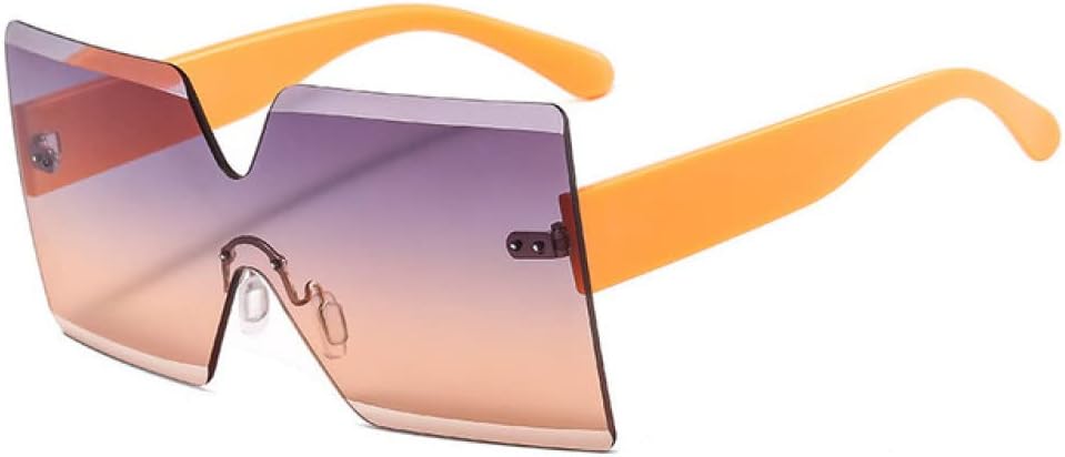 

Солнцезащитные очки без оправы для женщин, большие солнцезащитные очки с защитой от УФ-излучения UV400, модные очки для женщин с защитой от УФ-излучения UV400 MTZJH, Orange-grayyellow