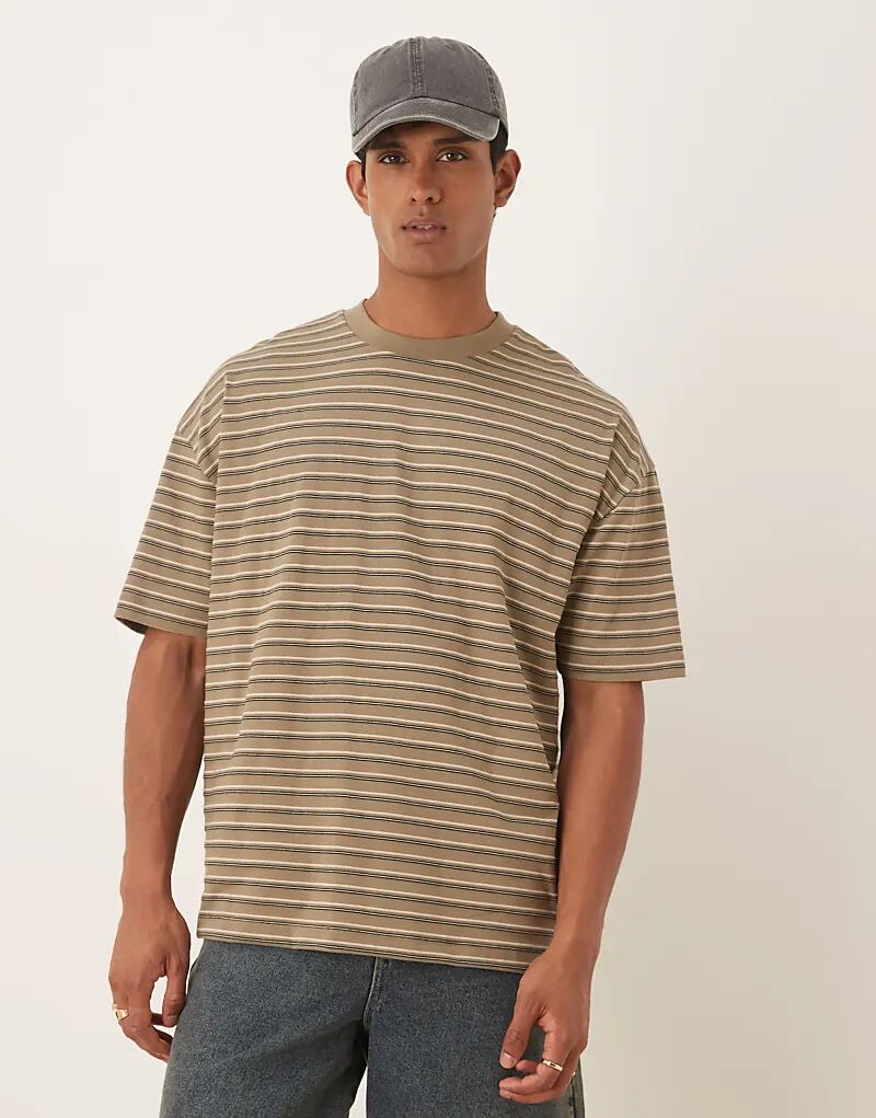 

Футболка оверсайз ASOS DESIGN в полоску цвета хаки
