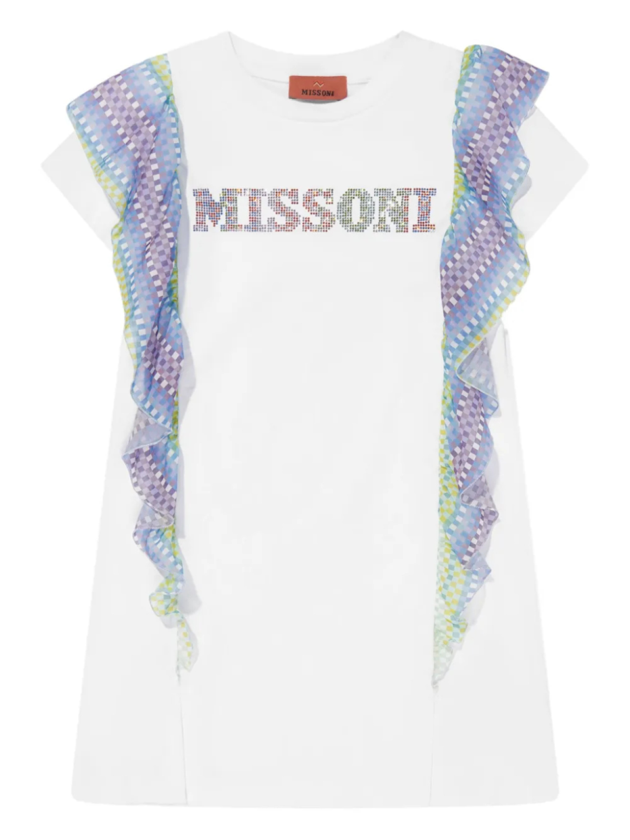 

Платье с логотипом, украшенное кристаллами Missoni Kids, белый