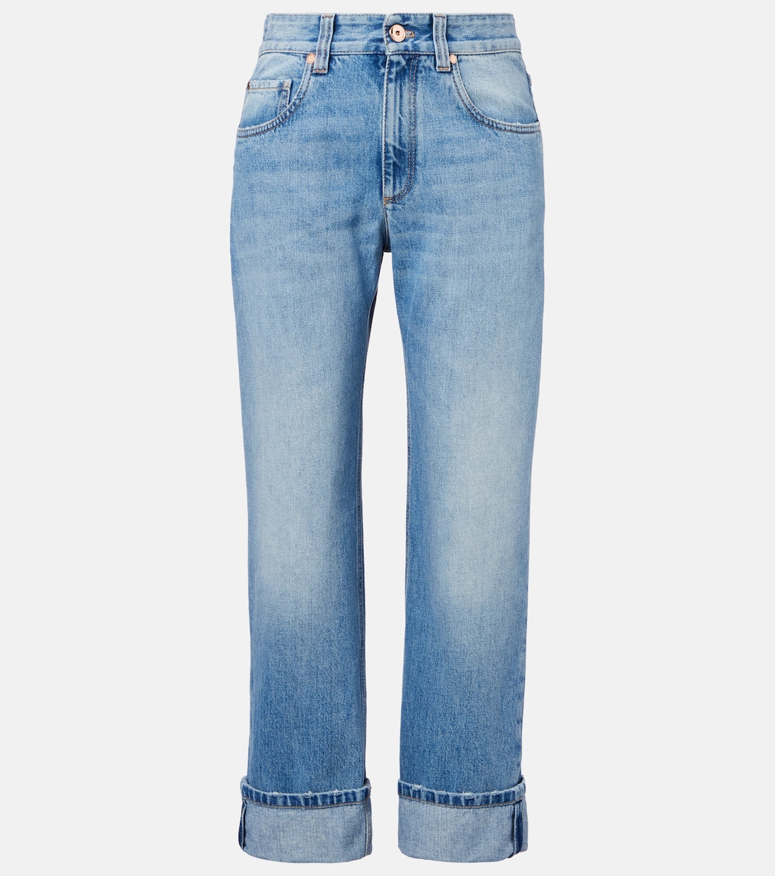 

Прямые джинсы с низкой посадкой Brunello Cucinelli, Blu Vintage Denim