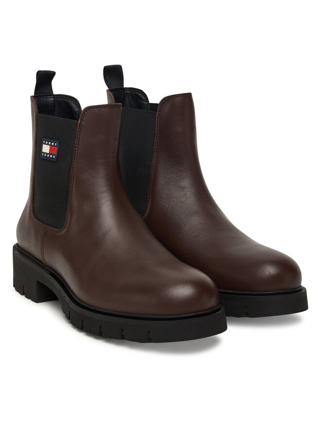 Классические ботильоны Tjw Chelsea Leather Boot EN0EN02825 Tommy Jeans, коричневый — фото 2
