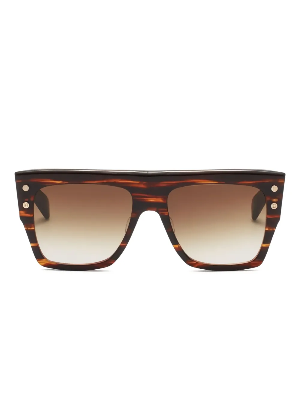 

Очки в квадратной оправе с заклёпками Balmain, коричневый