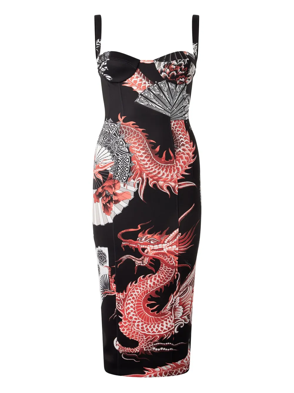 

Платье миди с принтом Roberto Cavalli, черный