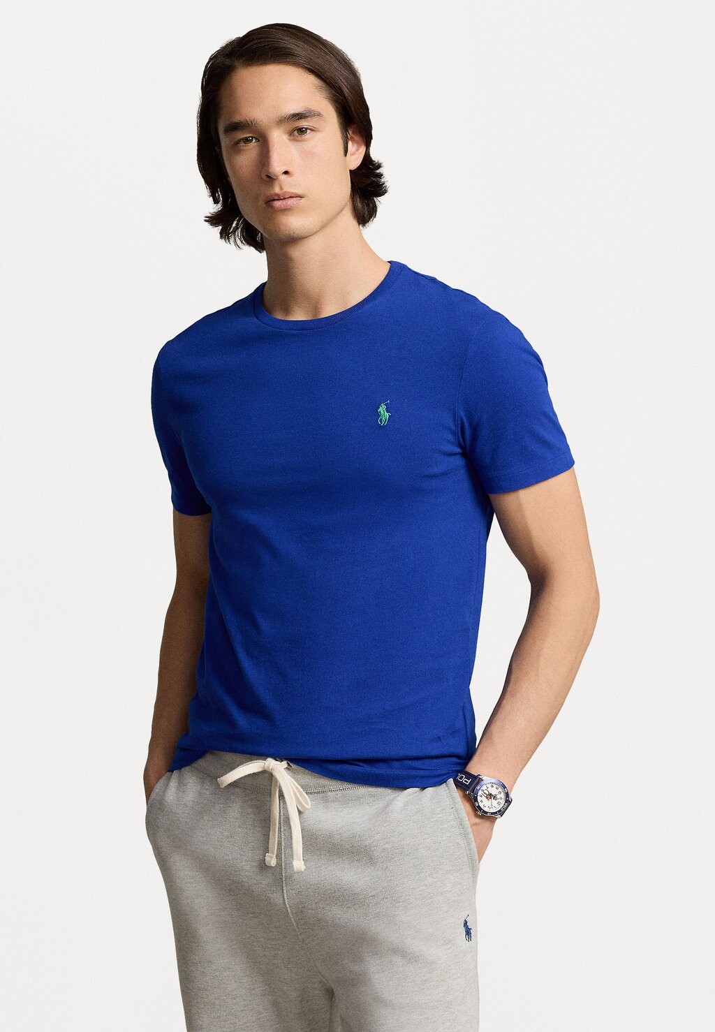 

Базовая футболка CUSTOM SLIM FIT JERSEY CREWNECK T-SHIRT Ralph Lauren, синий