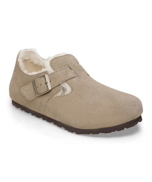 Унисекс слипоны с мехом London BIRKENSTOCK бежевые