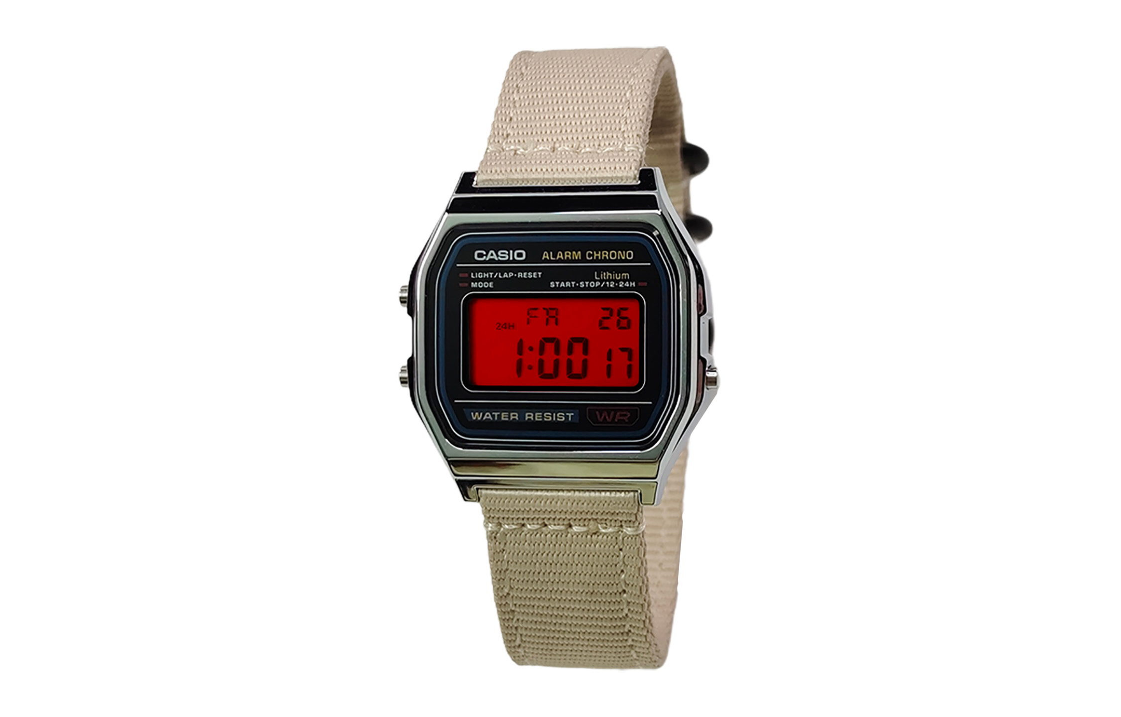 

CASIO Мужские часы Retrofit Series с кварцевым механизмом и нейлоновым ремешком, черный циферблат