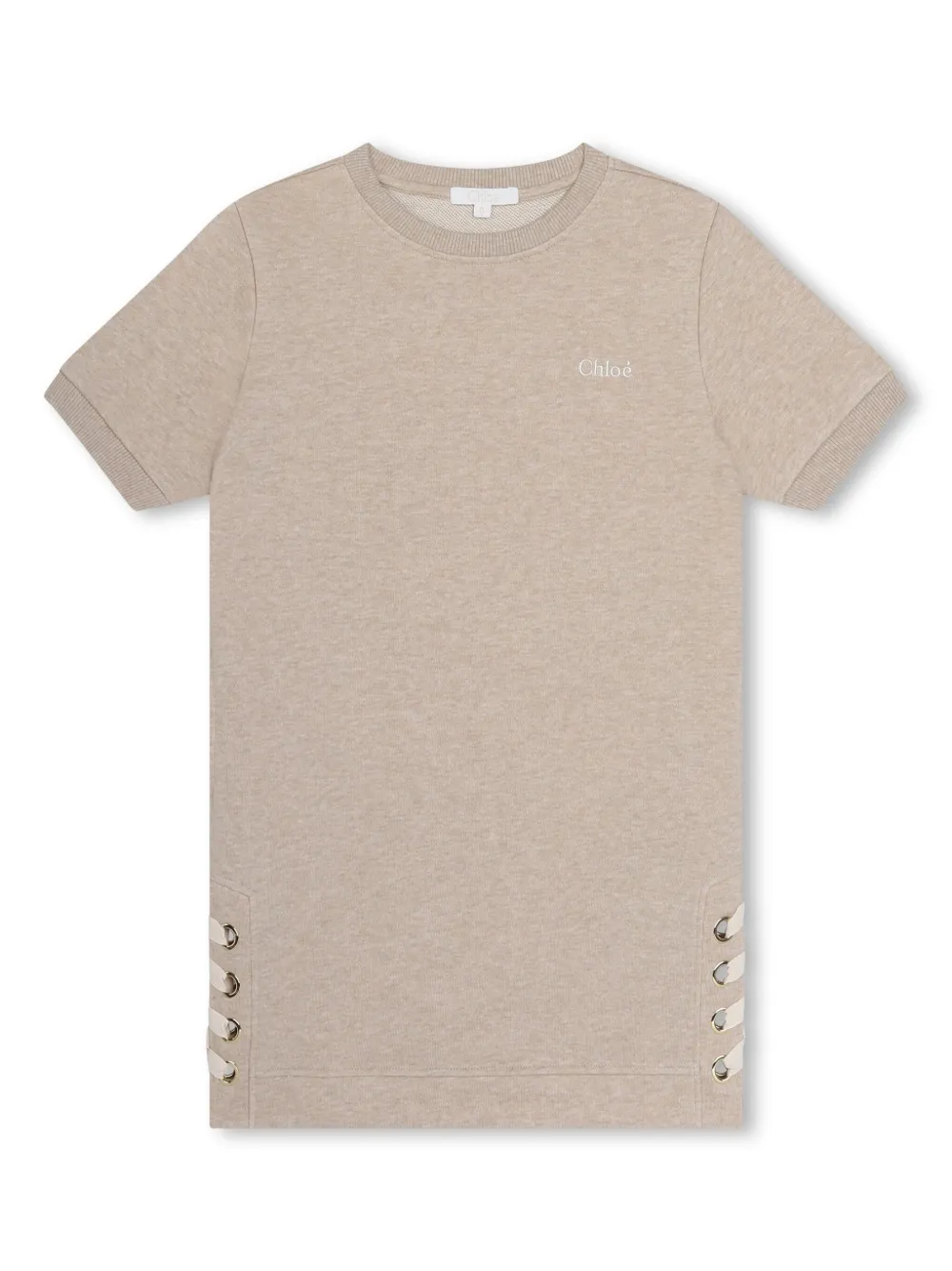 

Футболка из органического хлопка с кружевом Chloé Kids, нейтральный