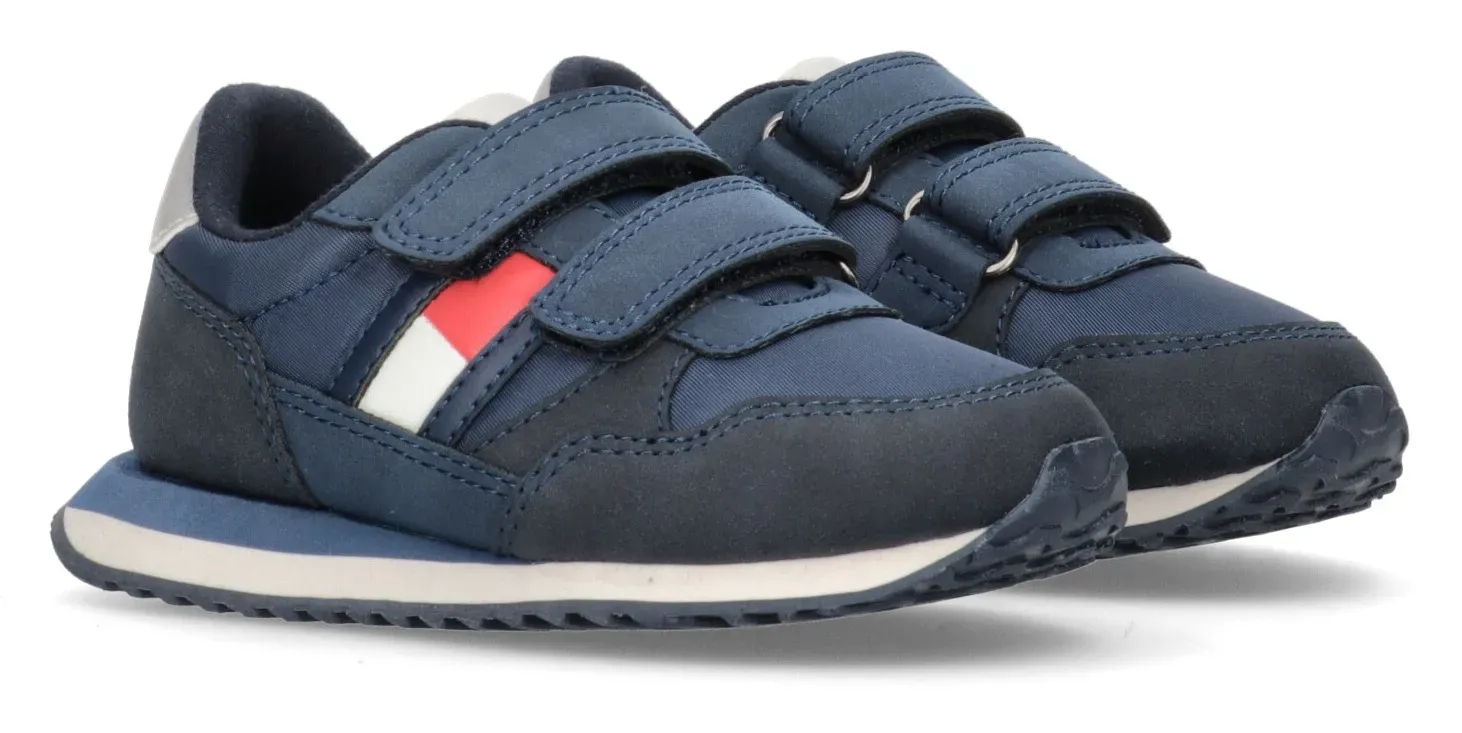 

Кроссовки Tommy Hilfiger "FLAG LOW CUT VELCRO SNEAKER", с крупным логотипом, повседневная обувь, полуботинки, туфли на шнуровке, синий