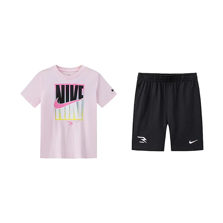 Детская повседневная спортивная футболка с круглым вырезом Nike, Baby Pink