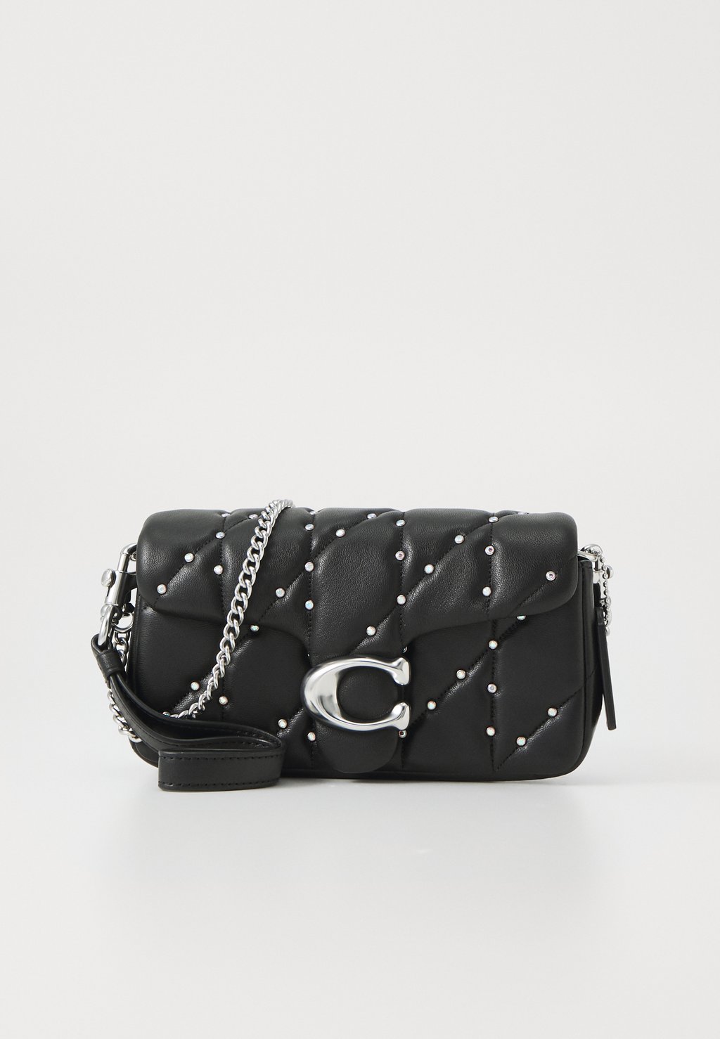 

Клатч CRYSTAL RIVETS QUILTED PILLOW TABBY WRISTLET WITH CHAIN COACH, черный