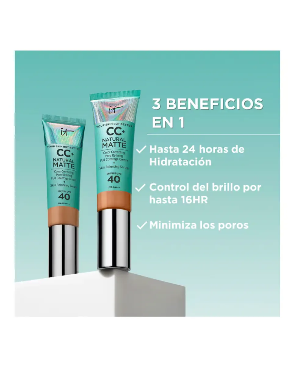Тональная основа CC+ Natural Matte SPF 40 It Cosmetics, Fair Light — фото 3