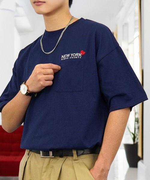 

Футболка с коротким рукавом, широкая, с вышивкой логотипа, круга и сердца L'atelier, темно-синий