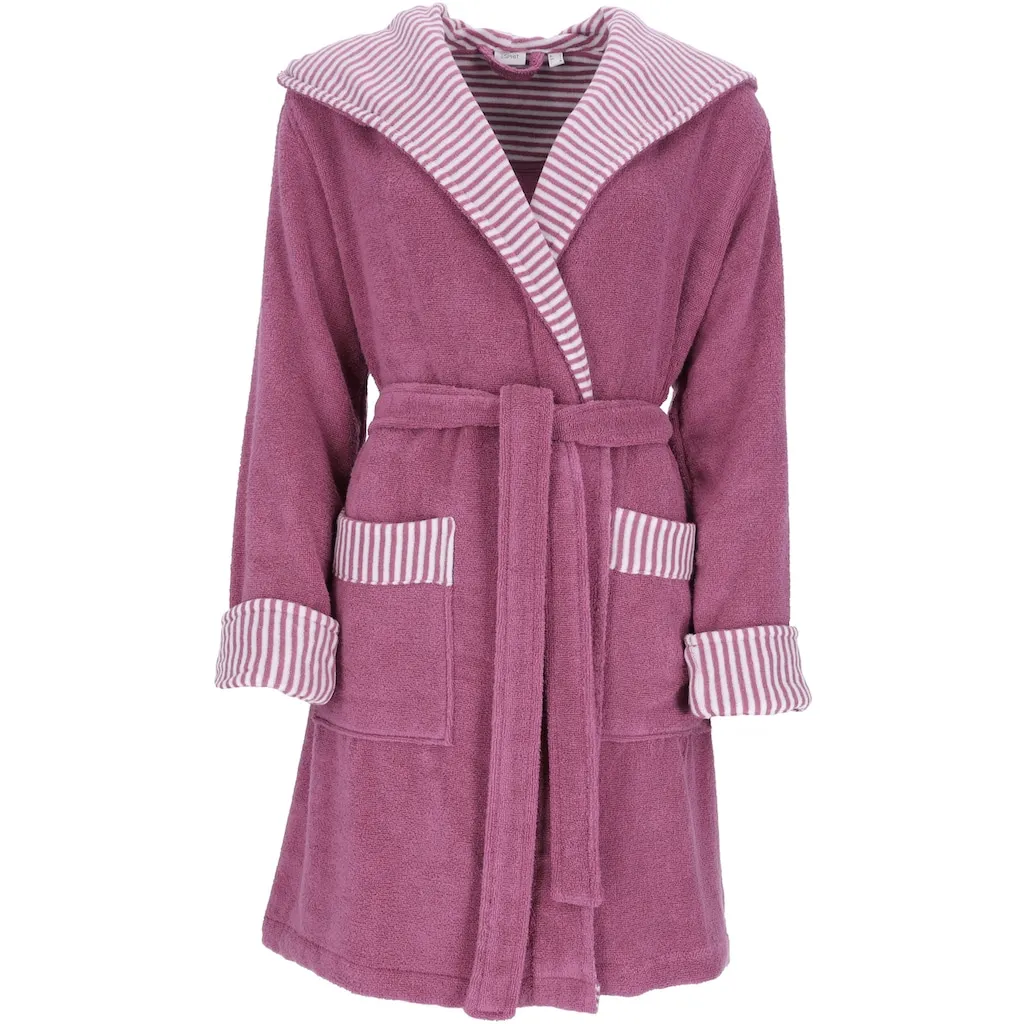 

Женский халат Day, идеально для сауны и спа, гостиничный халат, утренний халат с поясом, 1 шт., с капюшоном, с полосатыми акцентами и вышивкой логотипа, короткий Esprit, Blackberry