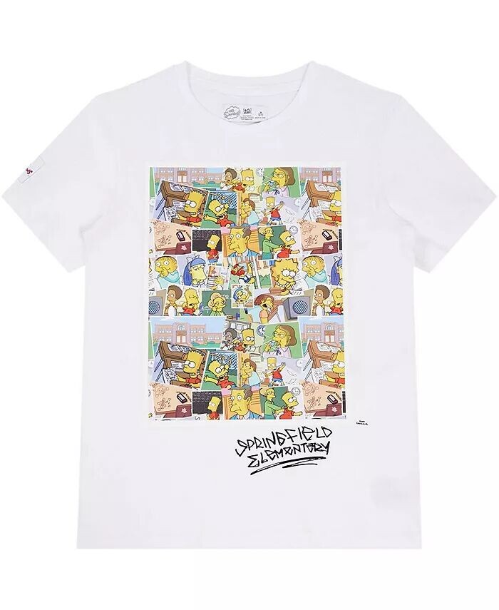 Белая футболка с открытками для больших мальчиков и девочек The Simpsons Springfield Elementary Freeze Max, белый — фото 3