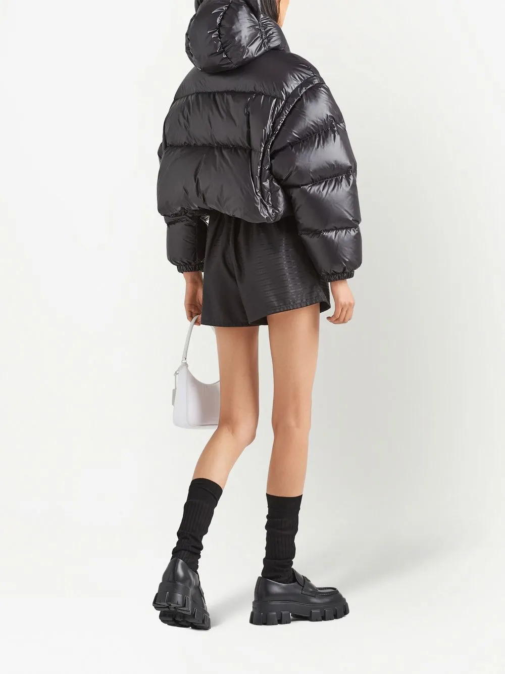 Пуховик Re-Nylon Prada, черный — фото 3