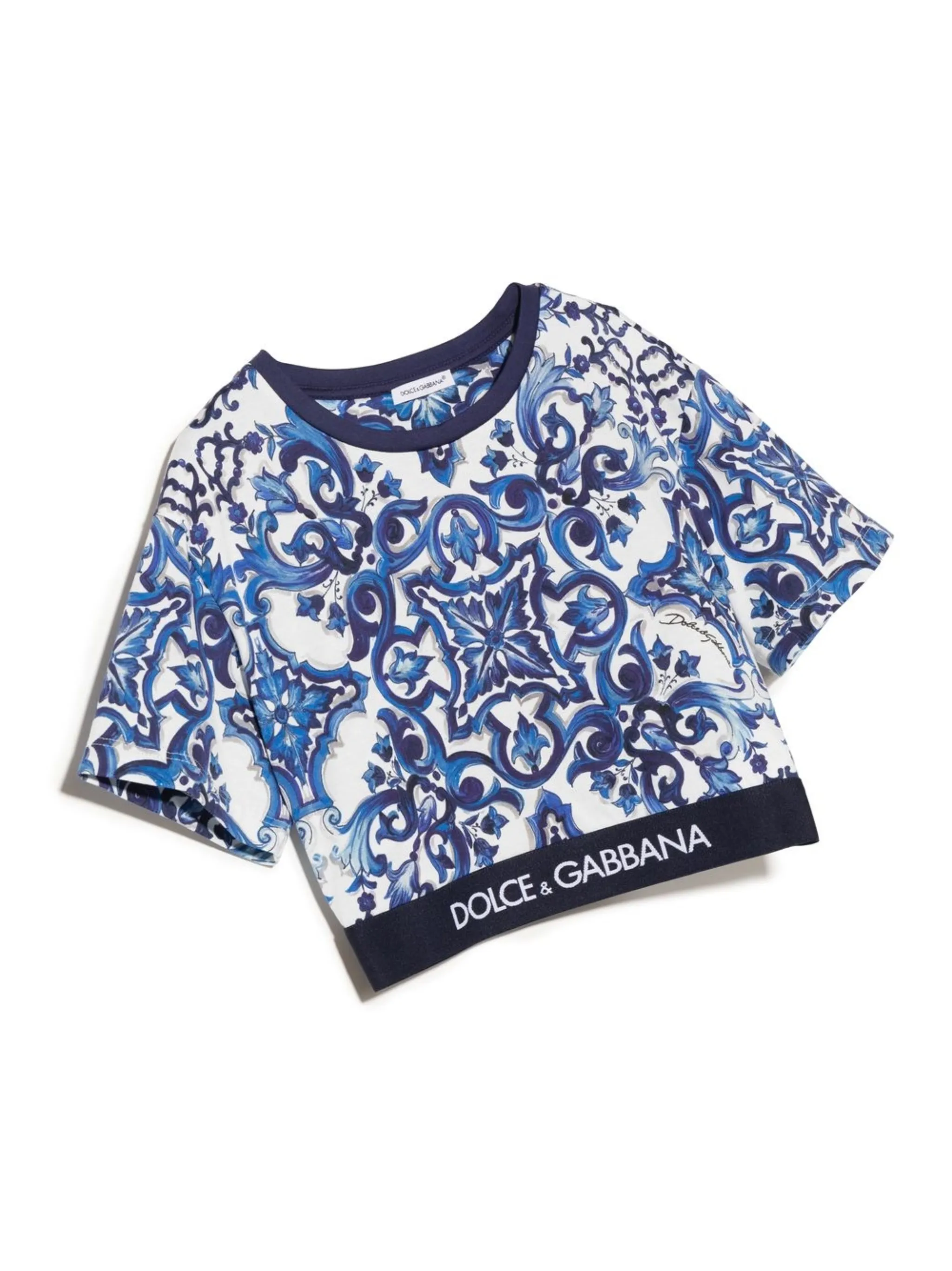 Футболка с принтом Majolica Dolce & Gabbana Kids, белый — фото 2