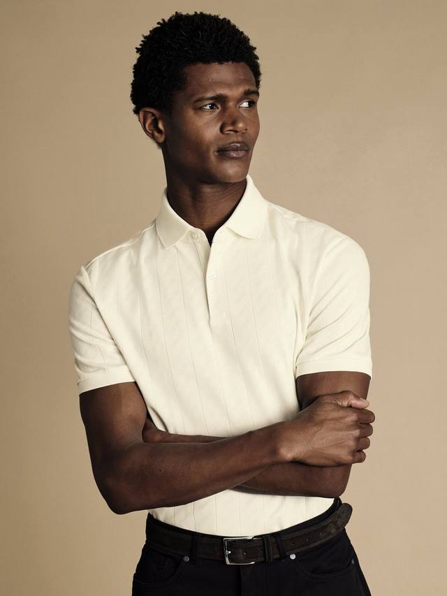 

Короткий рукав поло из хлопковой смеси Charles Tyrwhitt, Cream