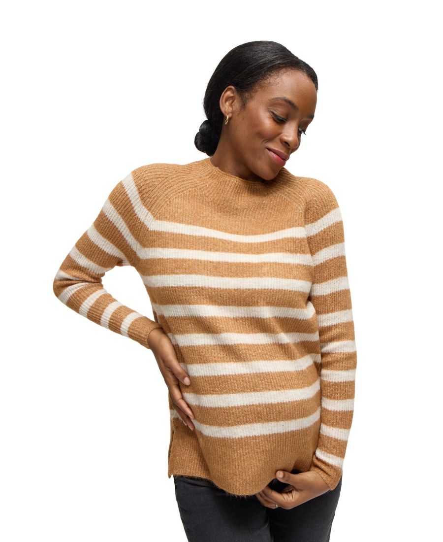 

Полосатый свитер с высоким воротником для беременных Ingrid + Isabel, Camel/ivory