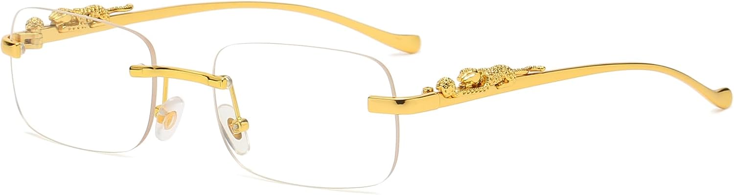 

Винтажные маленькие прямоугольные солнцезащитные очки без оправы, металлические, золотистые, серебристые, с леопардовым принтом, для женщин и мужчин TOSGMLOUS, A1*gold/Clear