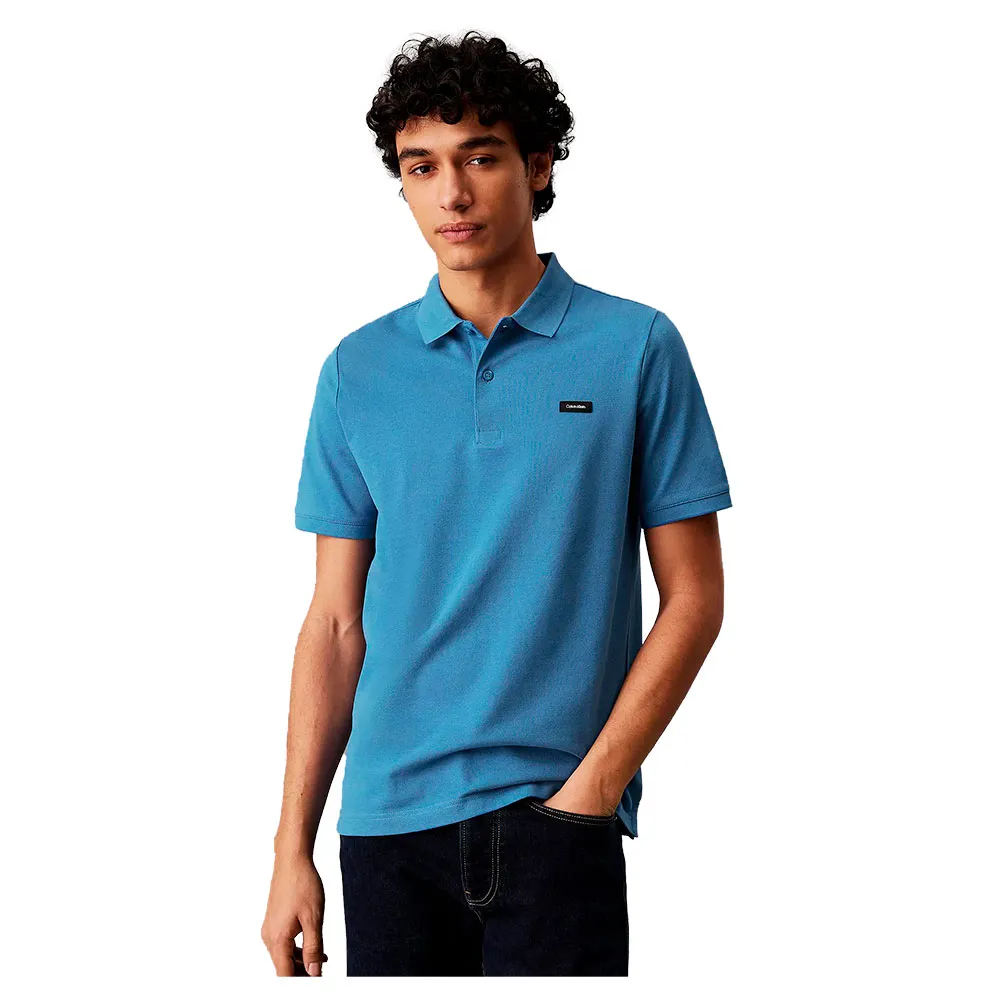

Поло с коротким рукавом Calvin Klein Stretch Pique Slim Button, синий