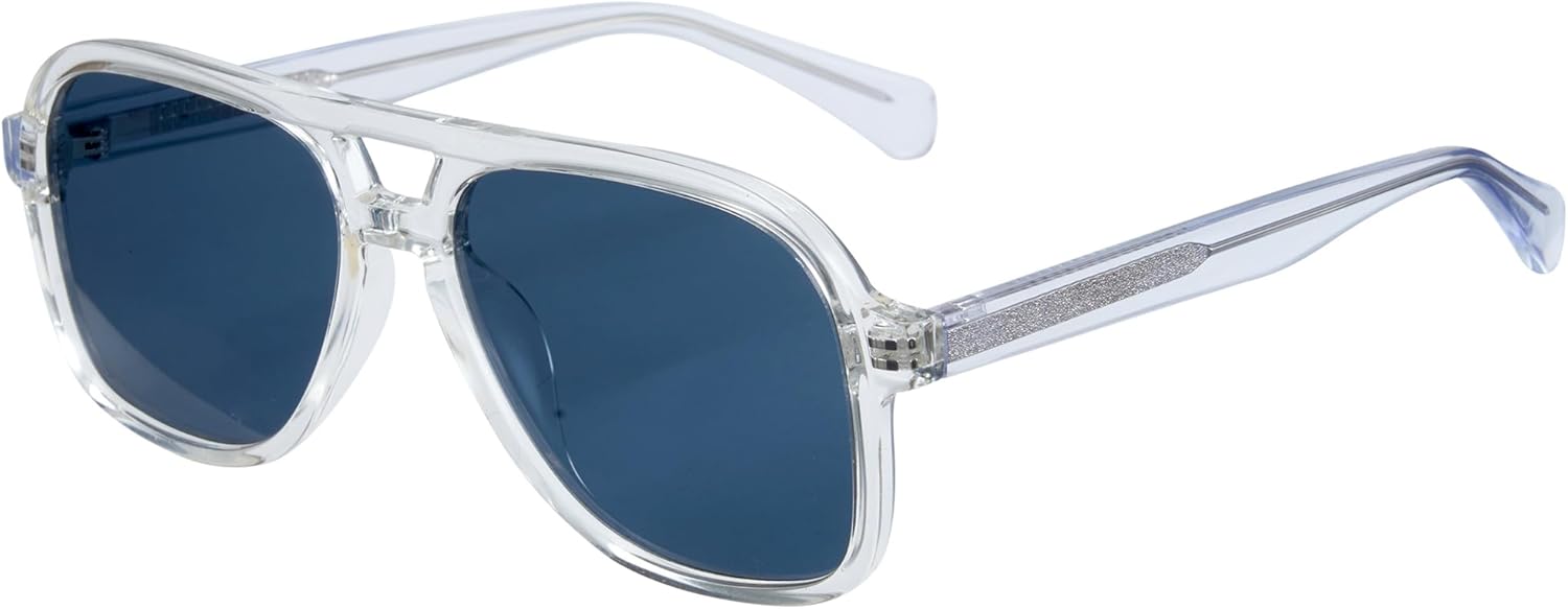 

Солнцезащитные очки Cyxus Oversized Aviator для женщин и мужчин, ацетатная оправа, поляризованные линзы, защита от УФ-излучения, для использования на открытом воздухе, модель P1581, Blue Lens Clear Frame