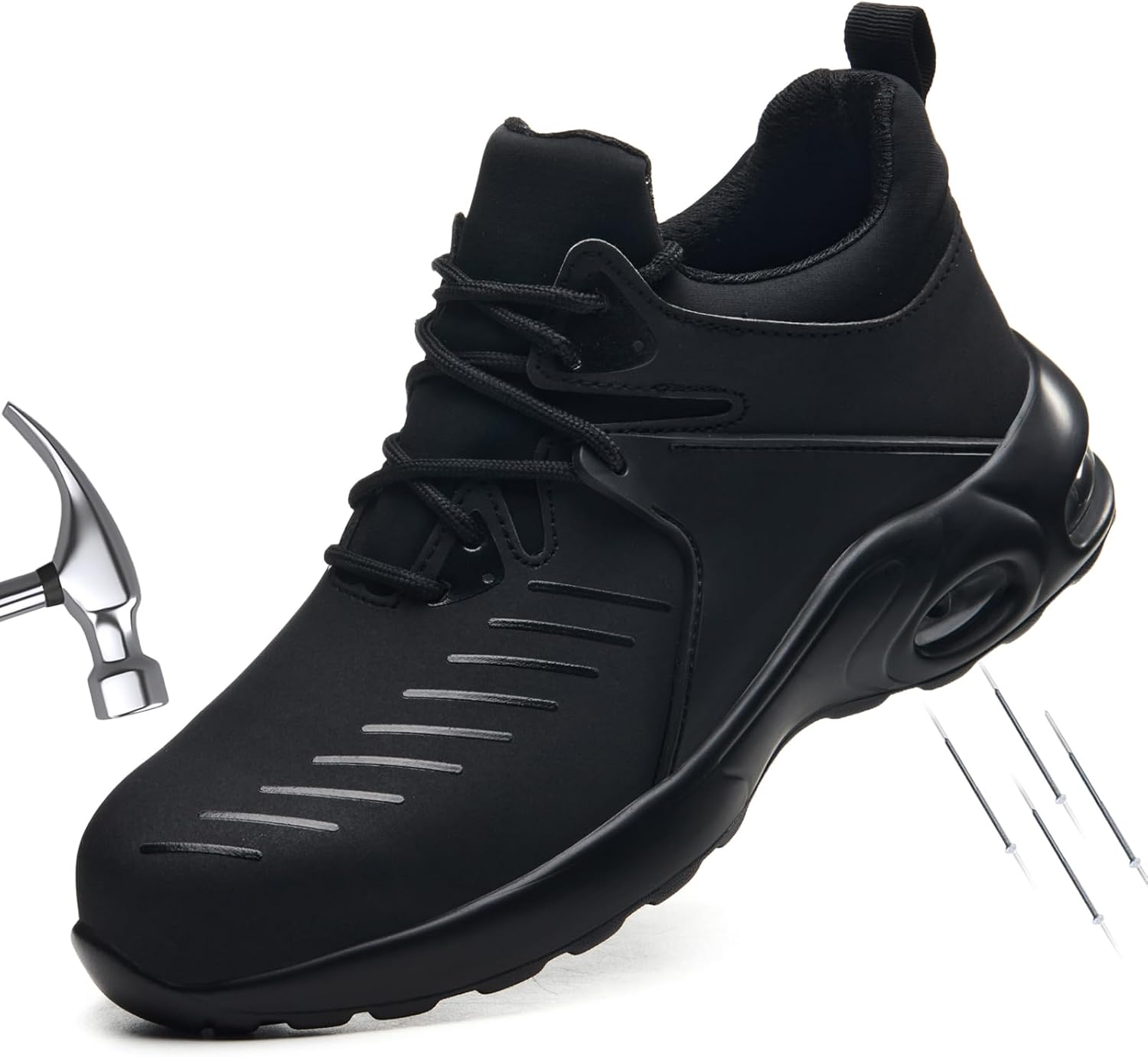 

Стальные ботинки с защитным носком для мужчин и женщин, средние водонепроницаемые ботинки для поваров, кухни, ресторанов, удобные обувь с воздушной подушкой для промышленности, строительства и складов Mofeele, черный