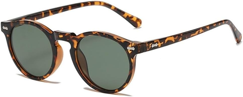 

Ретро круглые поляризованные солнцезащитные очки для женщин, модные, с заклепками, защита от УФ-излучения UV400, для мужчин, панк, темно-зеленые солнцезащитные очки SKFGNX, Leopard Dark Green