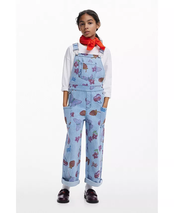 

Джинсовый комбинезон для девочек с фруктами Desigual, синий