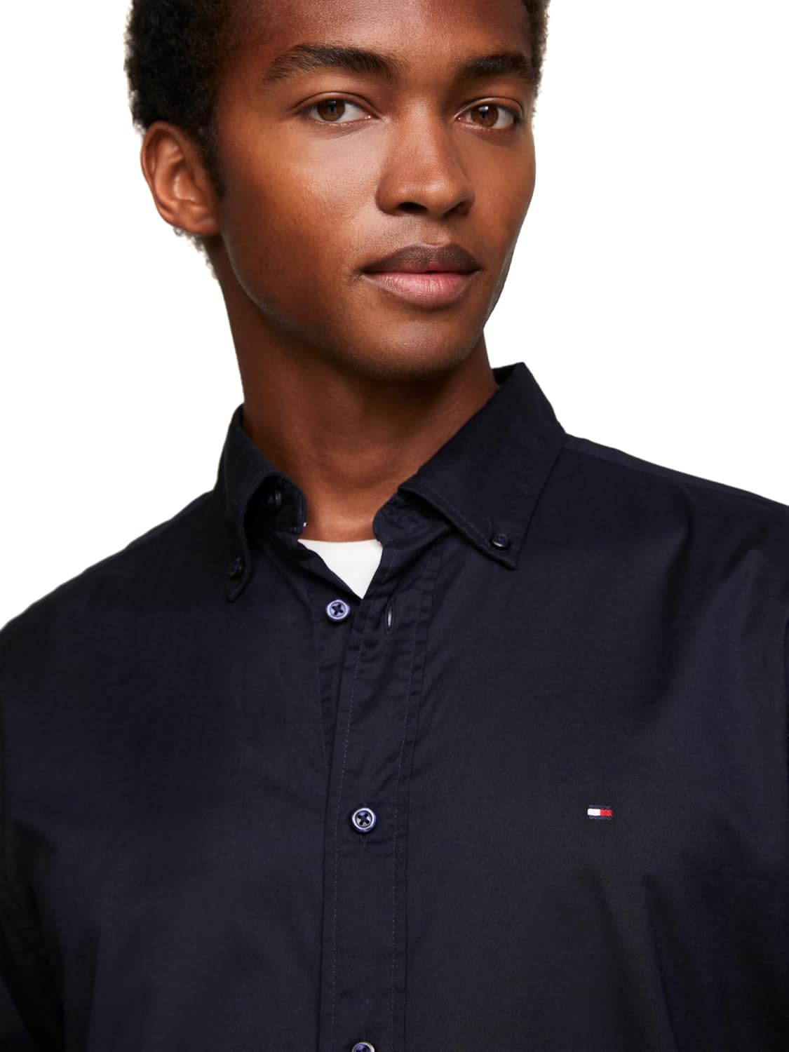 Мужские рубашки Tommy Hilfiger Poplin с длинным рукавом, классического кроя, застегивающиеся на пуговицы, также доступны в размерах для больших и высоких размеров., Desert Sky — фото 2