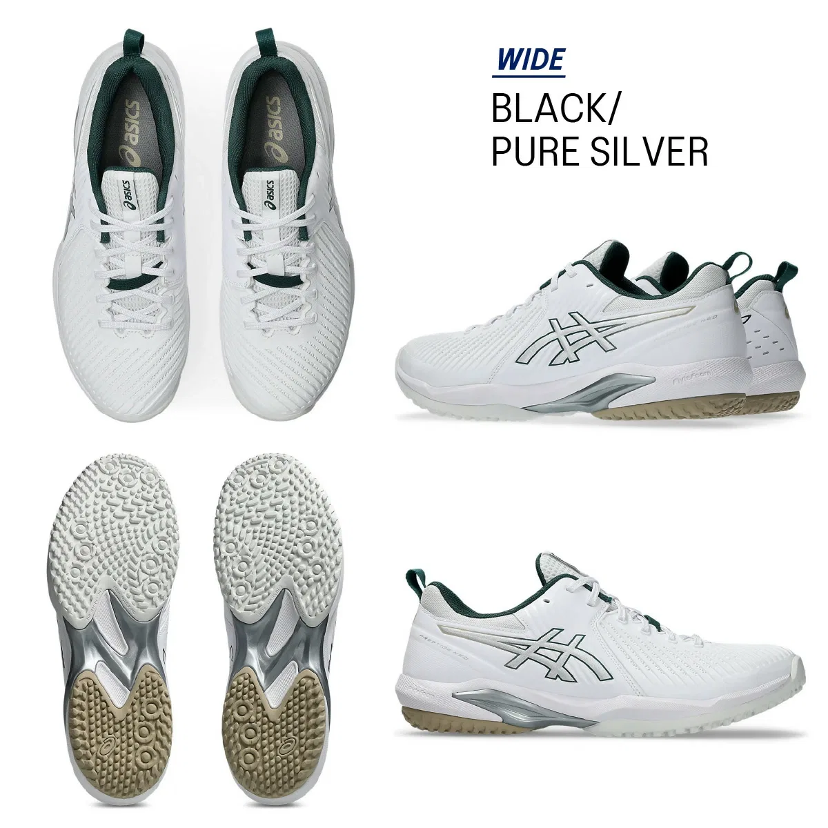 Унисекс кроссовки для тенниса «Prestige Neo OC Wide» от ASICS, Black/Pure Silver — фото 3