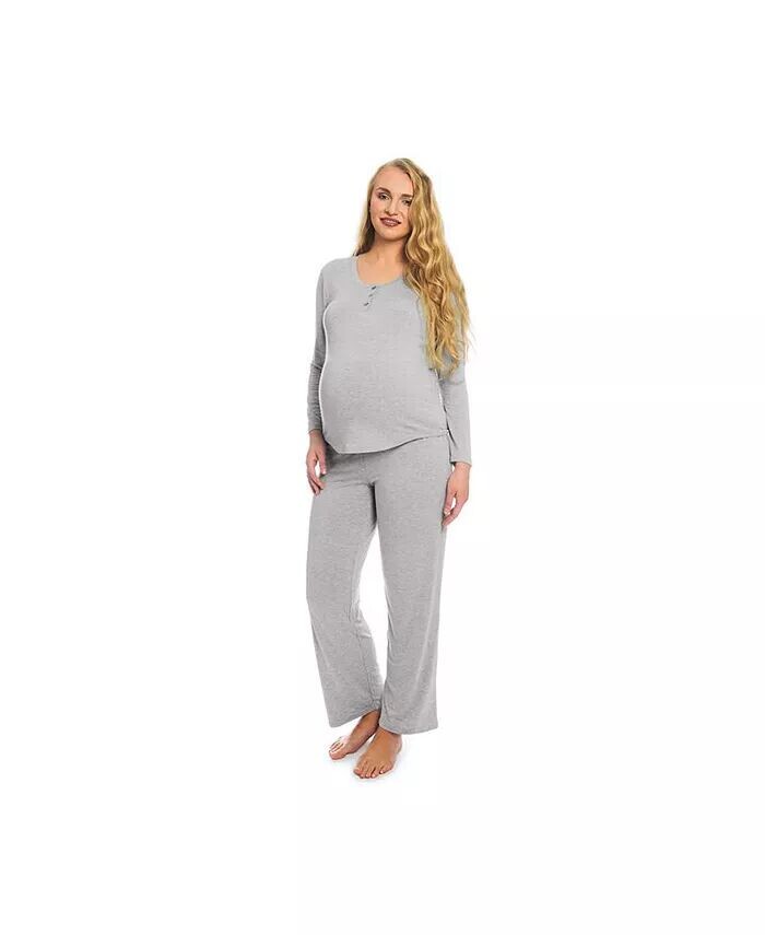 

Топ и брюки Laina для беременных/пижамный комплект для кормящих мам Everly Grey, серый