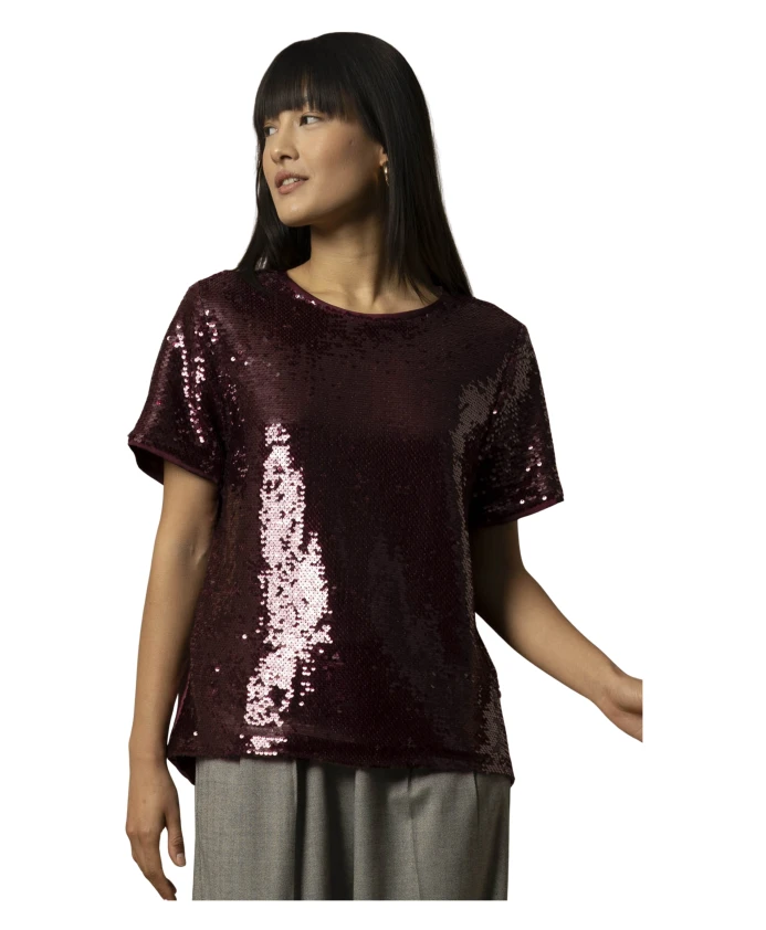 

Блузка с короткими рукавами, расшитая пайетками Kocca, красный