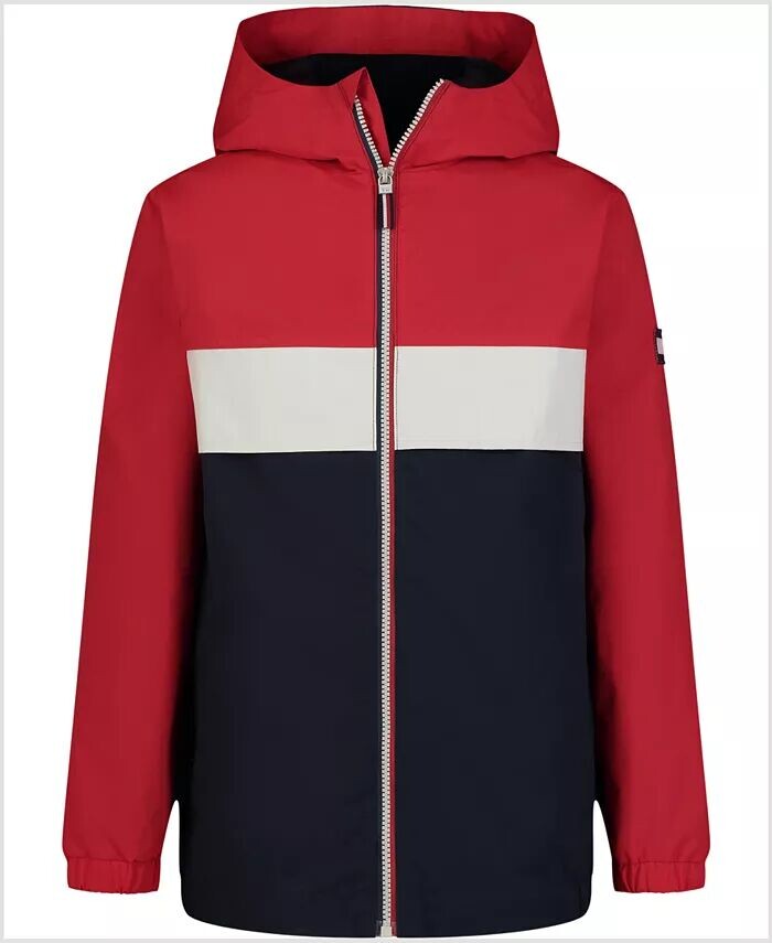 

Ветровка с капюшоном и молнией во всю длину с цветными блоками Big Boys Tommy Hilfiger, красный