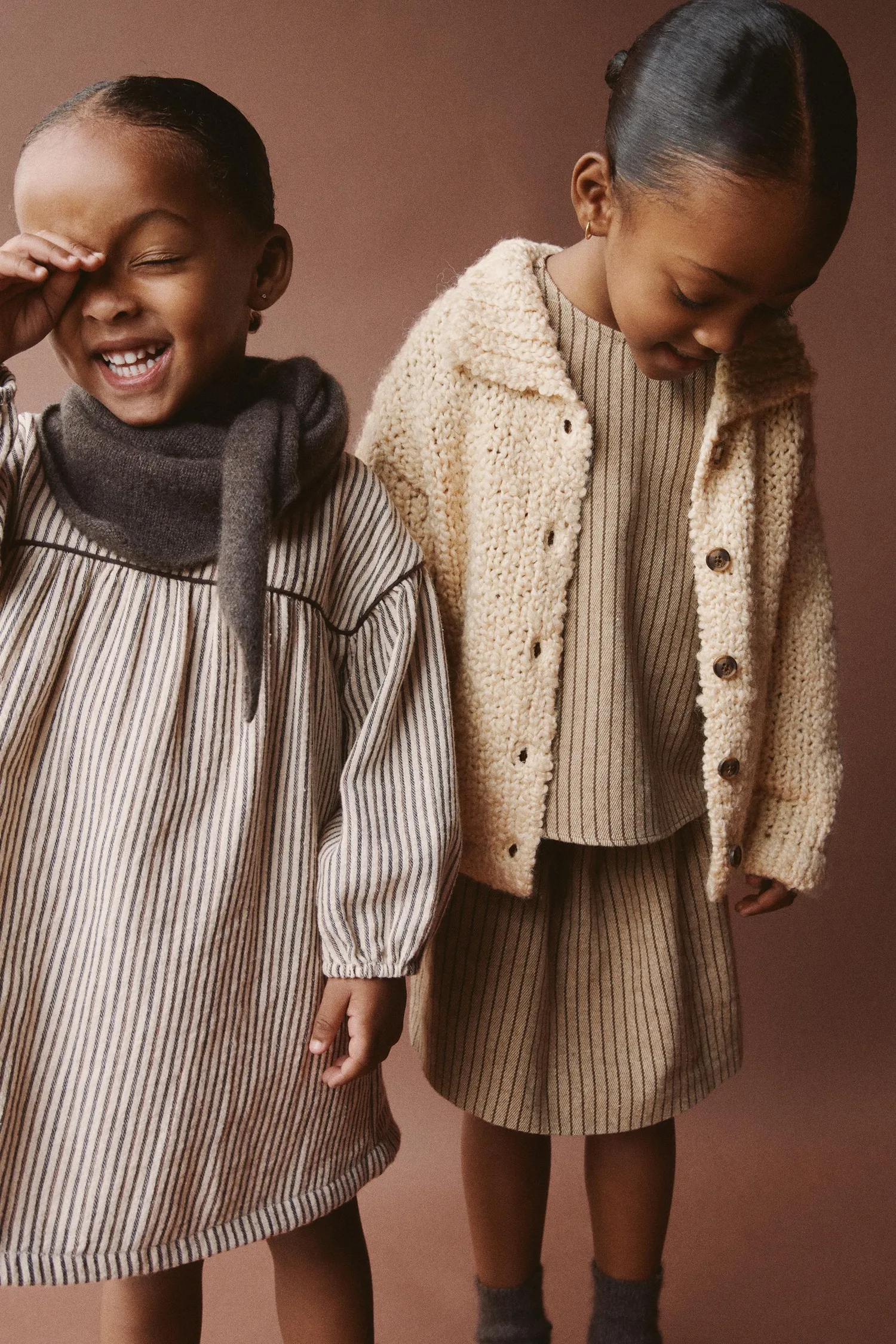 Zara timeless - полосатая юбка, коричневый — фото 4