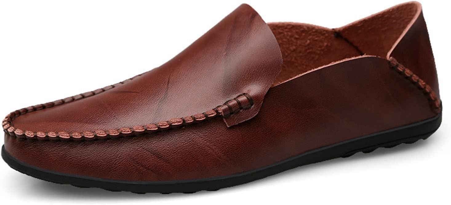 

Мужские лоферы HOOENG, мокасины из натуральной кожи, с округлым носком, строчкой, классические, с гибкой плоской подошвой, мягкие, повседневные, на ноге (Цвет: красно-коричневый, Размер: 10)