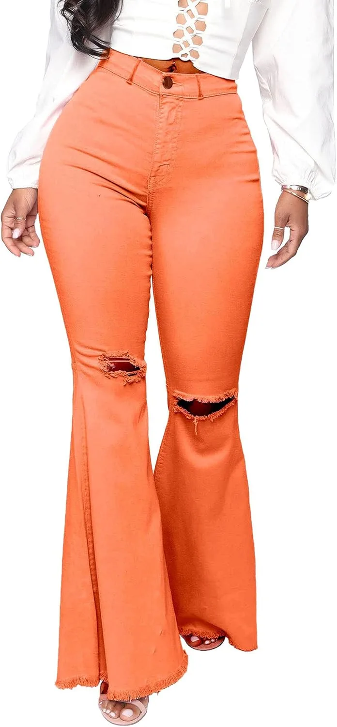 

CHARTOU Женские джинсы с высокой талией, рваные и потертые